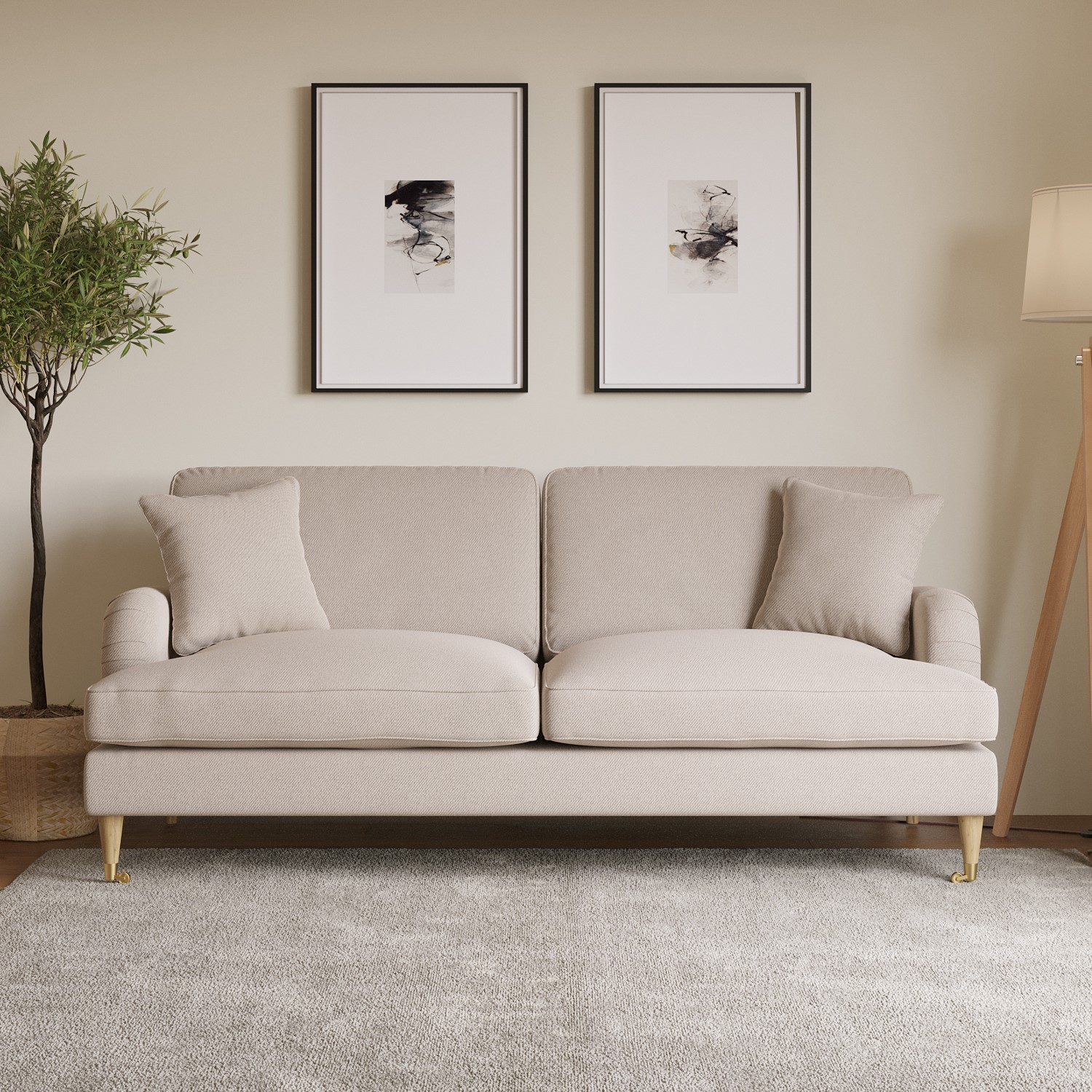 Photo of Beige woven fabric 3 seater sofa - payton