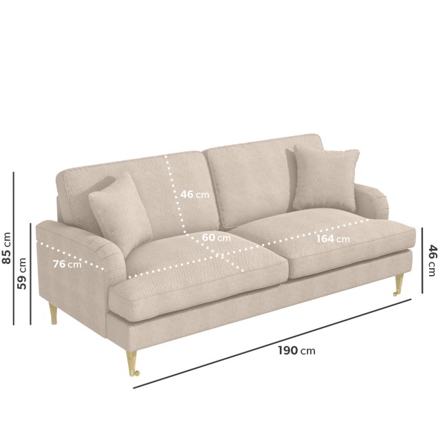 Beige Woven Fabric 3 Seater Sofa - Payton