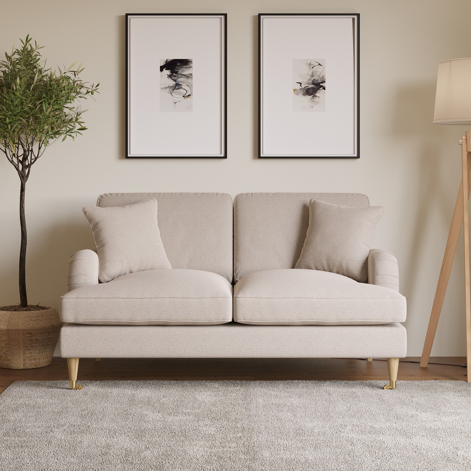 Photo of Beige woven fabric 2 seater sofa - payton