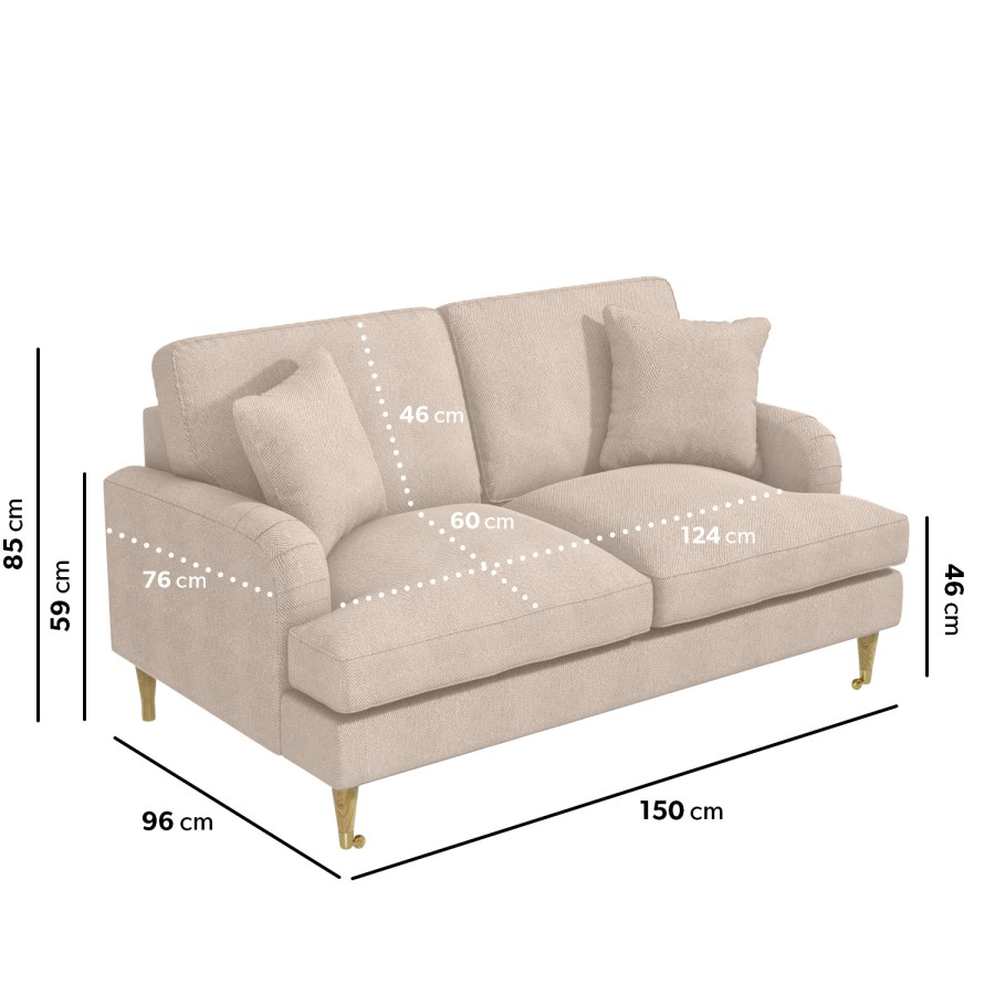 GRADE A1 - Beige Woven Fabric 2 Seater Sofa - Payton