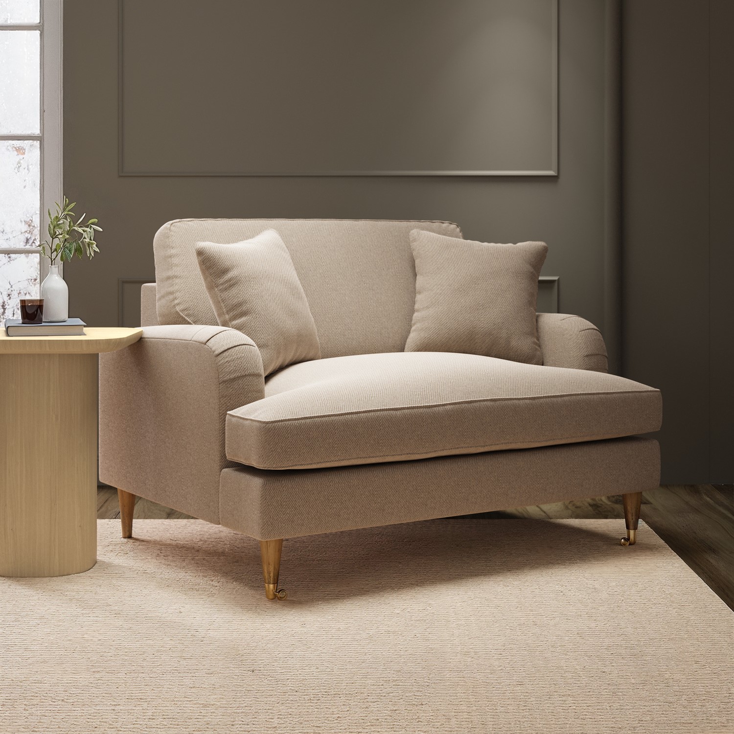 Payton Beige Fabric Cuddle Chair