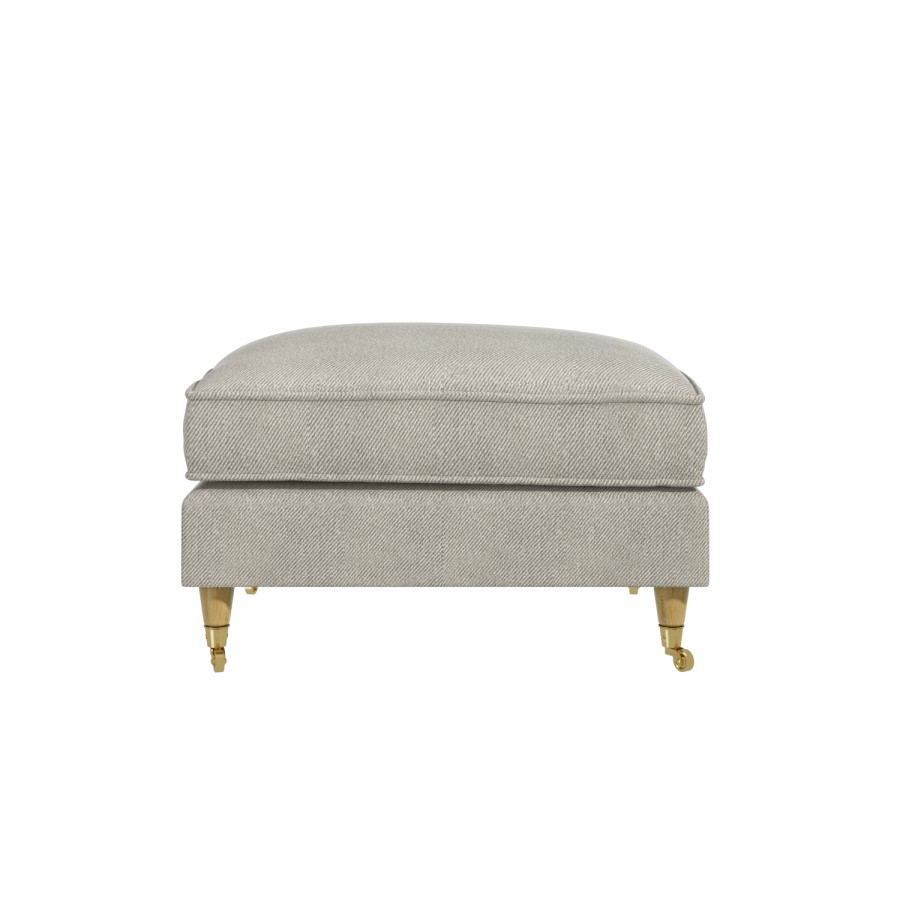 GRADE A1 - Beige Woven Footstool - Payton 