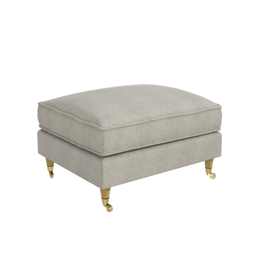 GRADE A1 - Beige Woven Footstool - Payton 