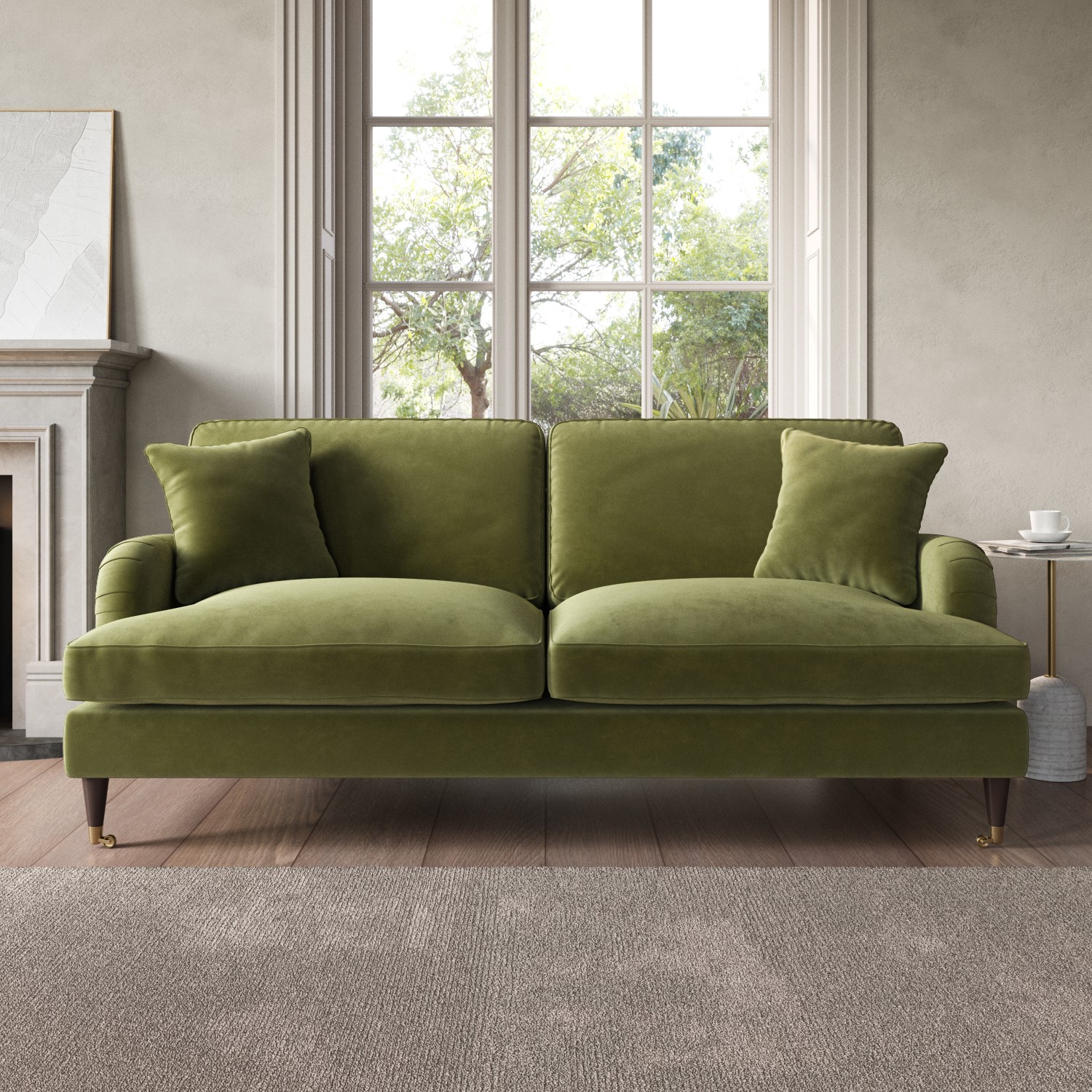 Olive Green Velvet 3 Seater Sofa Payton Furniture123