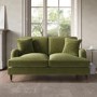 GRADE A2 - Olive Green Velvet 2 Seater Sofa - Payton