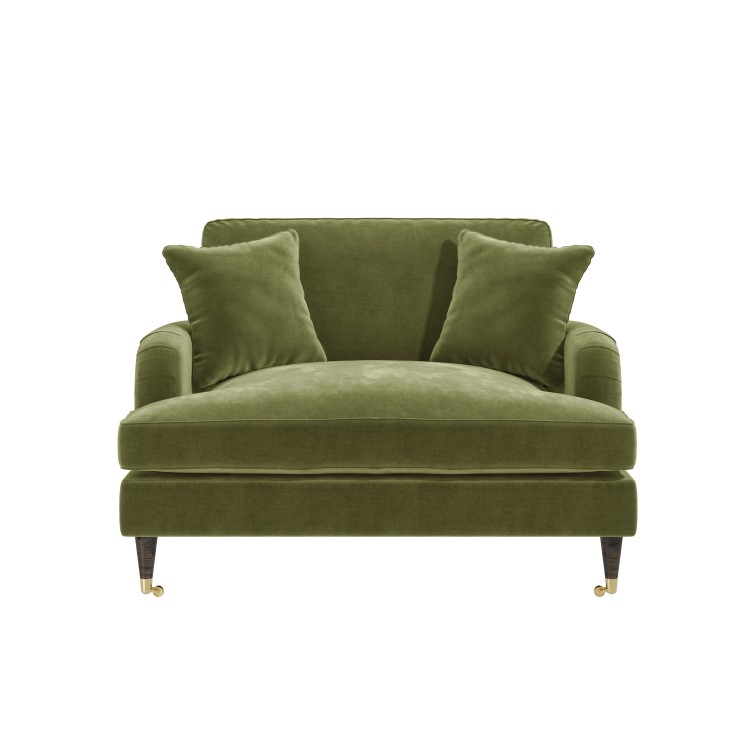 IMPERFECT - Olive Green Velvet Love Seat - Payton