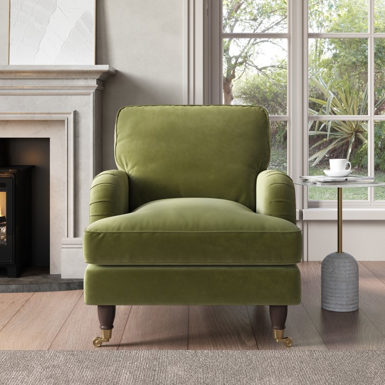 Olive Green Velvet Armchair - Payton