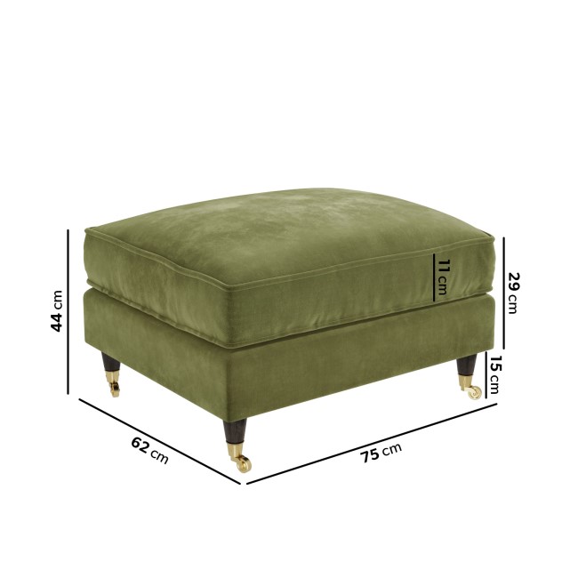 Olive Green Velvet 3 Piece Sofa Set - Payton