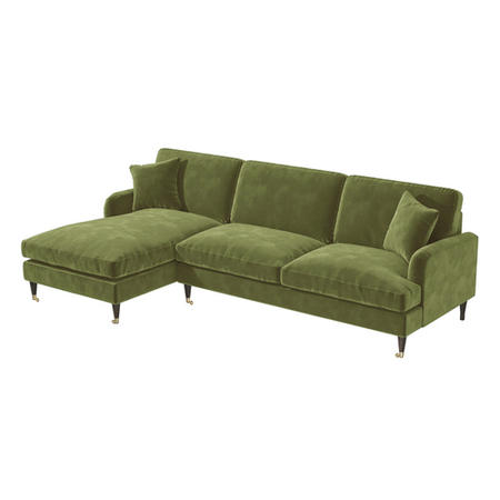 GRADE A2 - 4 Seater Left Hand Facing L Shaped Sofa in Olive Green - Payton