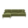 ONLY OPENED - 3 Seater Left Hand Facing L Shaped Sofa in Olive Green - Payton