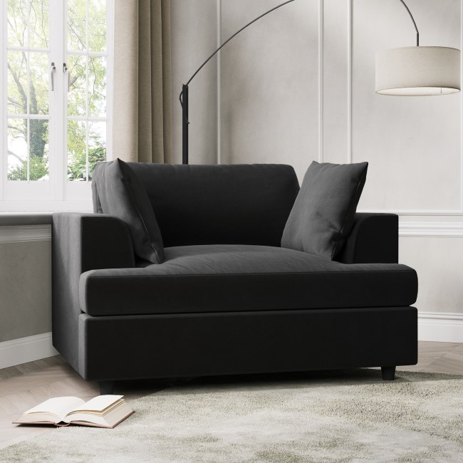 Charcoal Grey Velvet Loveseat August Furniture123