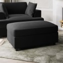 SOF169 Large Dark Grey Velvet Footstool - August