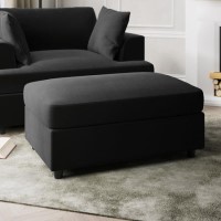 ONLY OPENED - Large Dark Grey Velvet Footstool - August ONLY OPENED - Large Dark Grey Velvet Footstool - August