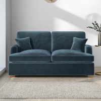 GRADE A2 - Blue Velvet Pull Out Sofa Bed - Seats 2 - Payton