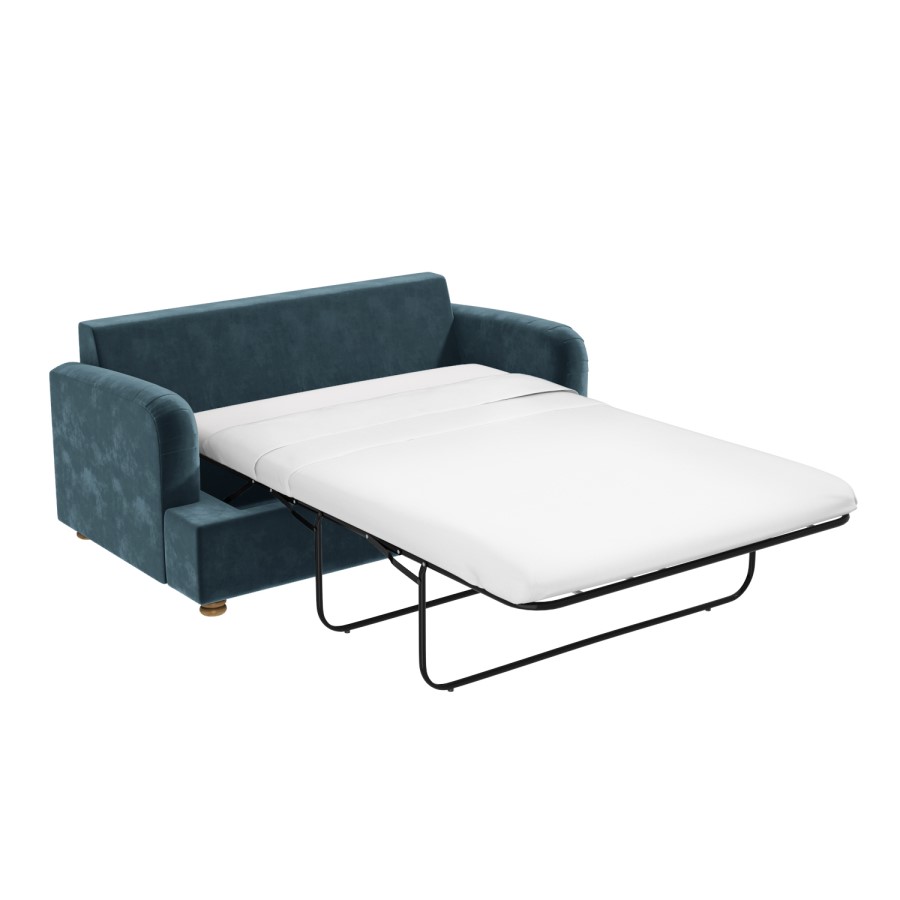 GRADE A1 - Petrol Blue Velvet 2 Seater Sofa Bed - Payton