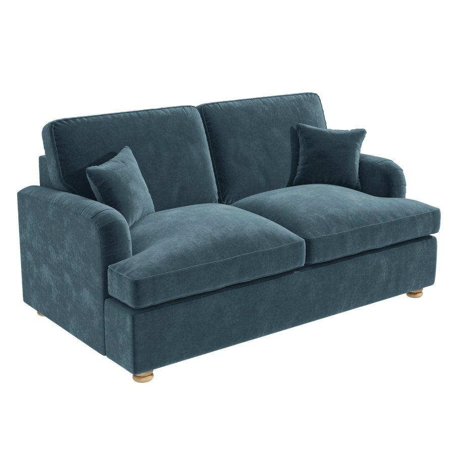 GRADE A1 - Petrol Blue Velvet 2 Seater Sofa Bed - Payton