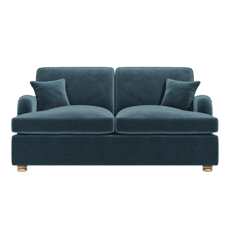 GRADE A1 - Petrol Blue Velvet 2 Seater Sofa Bed - Payton