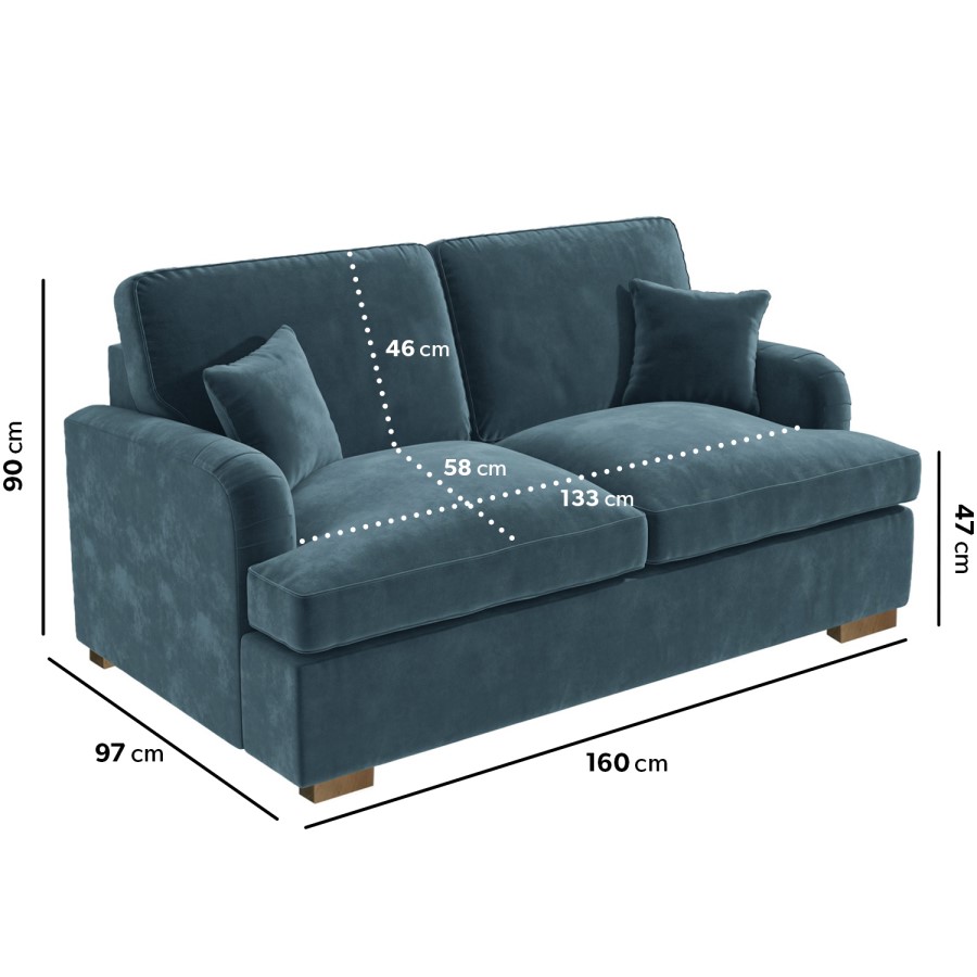 GRADE A2 - 2 Seater Pull-Out Sofa Bed in Petrol Blue Velvet - Payton
