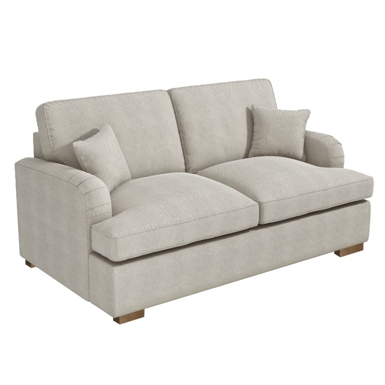 GRADE A1 - 2 Seater Pull-Out Sofa Bed in Beige Woven Fabric - Payton