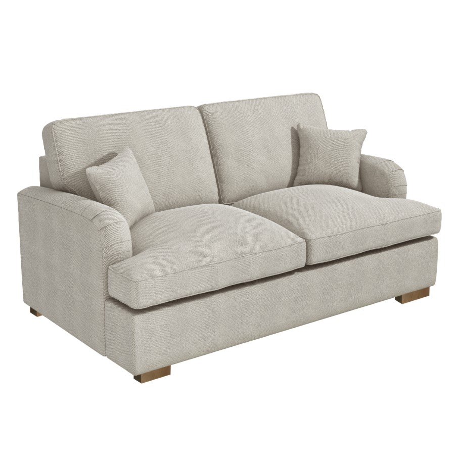 GRADE A1 - 2 Seater Pull-Out Sofa Bed in Beige Woven Fabric - Payton
