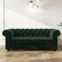 GRADE A2 - Green Velvet Chesterfield Pull Out Sofa Bed - Seats 3 - Bronte