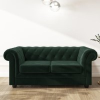Green Velvet 2 Seater Chesterfield Sofa - Bronte