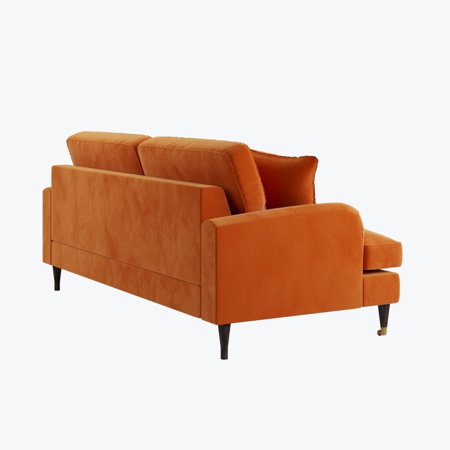 Orange Velvet 3 Seater Sofa - Payton