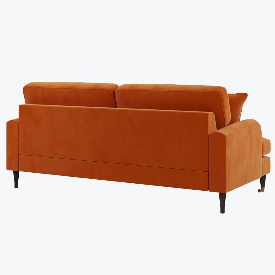 Orange Velvet 3 Seater Sofa - Payton