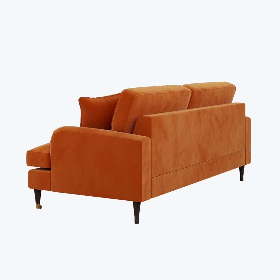 Orange Velvet 3 Seater Sofa - Payton