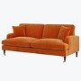 Orange Velvet 3 Seater Sofa - Payton