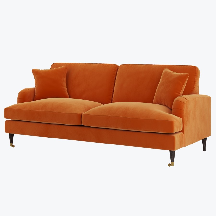 Orange Velvet 3 Seater Sofa - Payton
