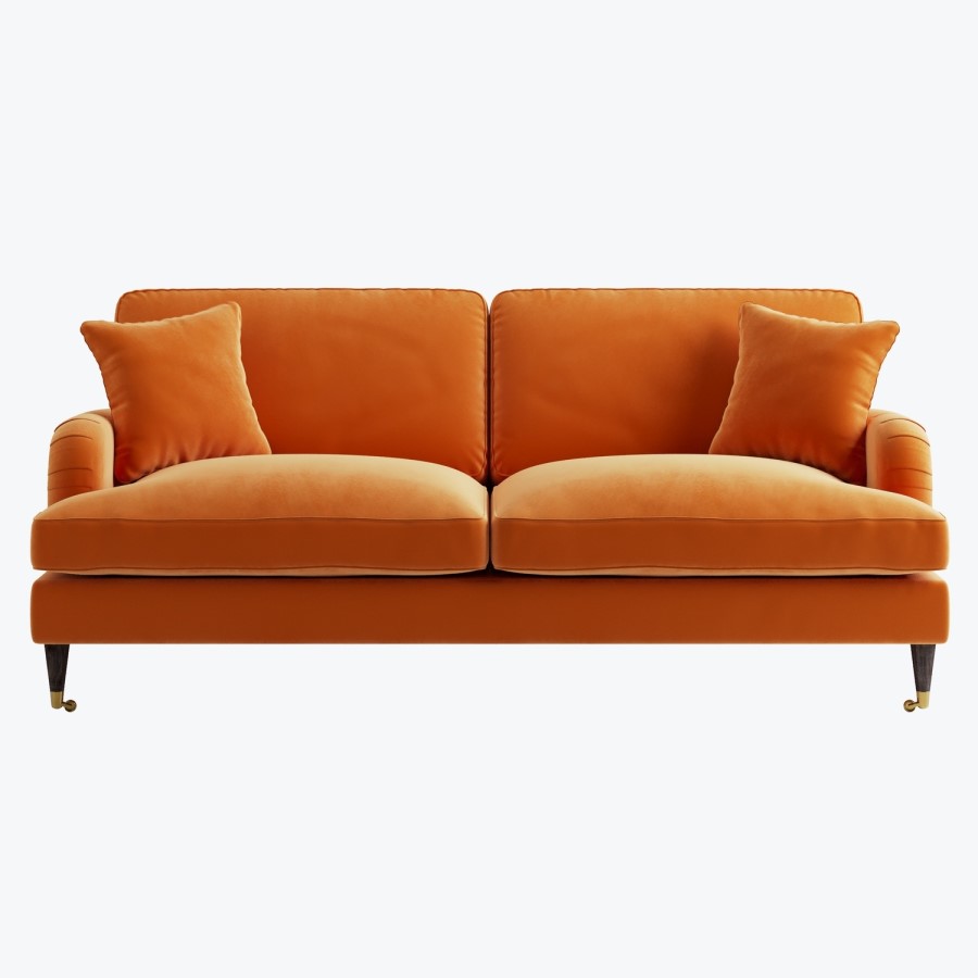 Orange Velvet 3 Seater Sofa - Payton