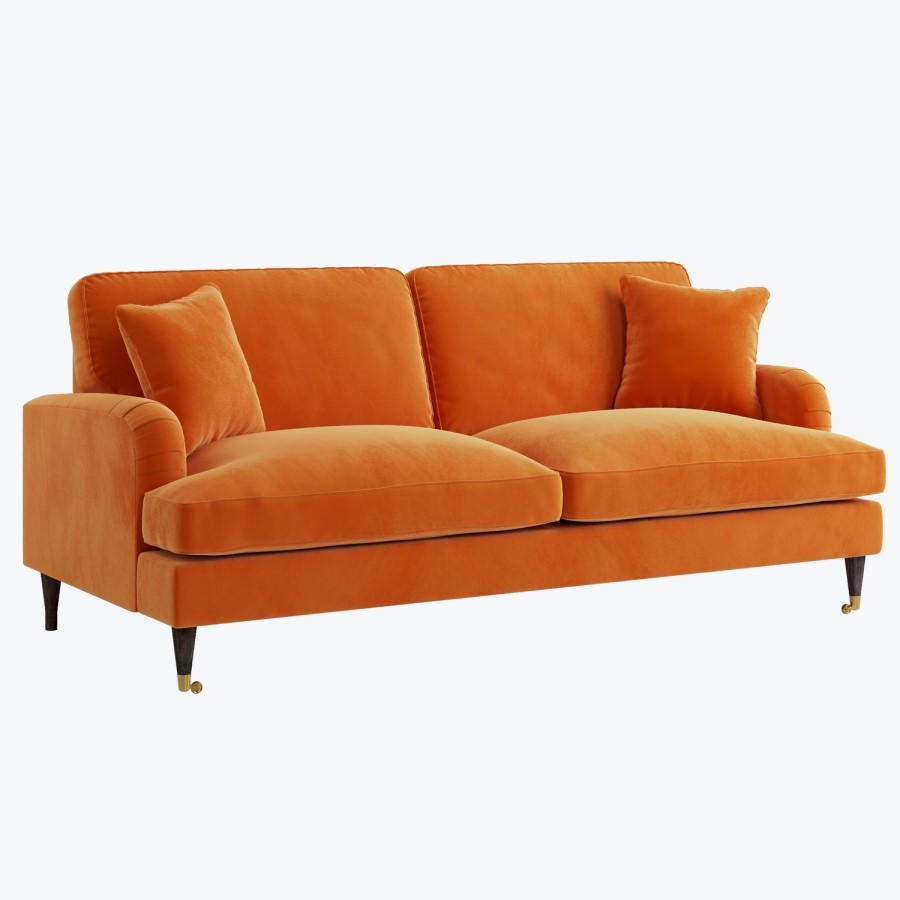 Orange Velvet 3 Seater Sofa - Payton