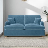 Light Blue Velvet Pull Out Sofa Bed - Seats 2 - Payton