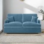Light Blue Velvet Pull Out Sofa Bed - Seats 2 - Payton