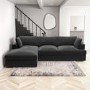 GRADE A2 - 3 Seater Left Hand Facing L Shaped Sofa in Charcoal Grey Velvet - August