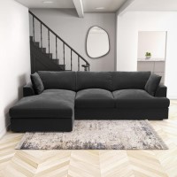 GRADE A2 - 3 Seater Left Hand Facing L Shaped Sofa in Charcoal Grey Velvet - August
