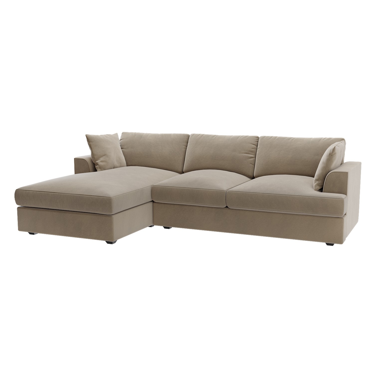 GRADE A1 - 4 Seater Left Hand Facing L Shaped Sofa in Mink Velvet ...