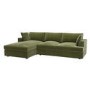 GRADE A2 - 3 Seater Left Hand Facing L Shaped Sofa in Olive Green Velvet - August