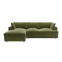 GRADE A2 - 3 Seater Left Hand Facing L Shaped Sofa in Olive Green Velvet - August