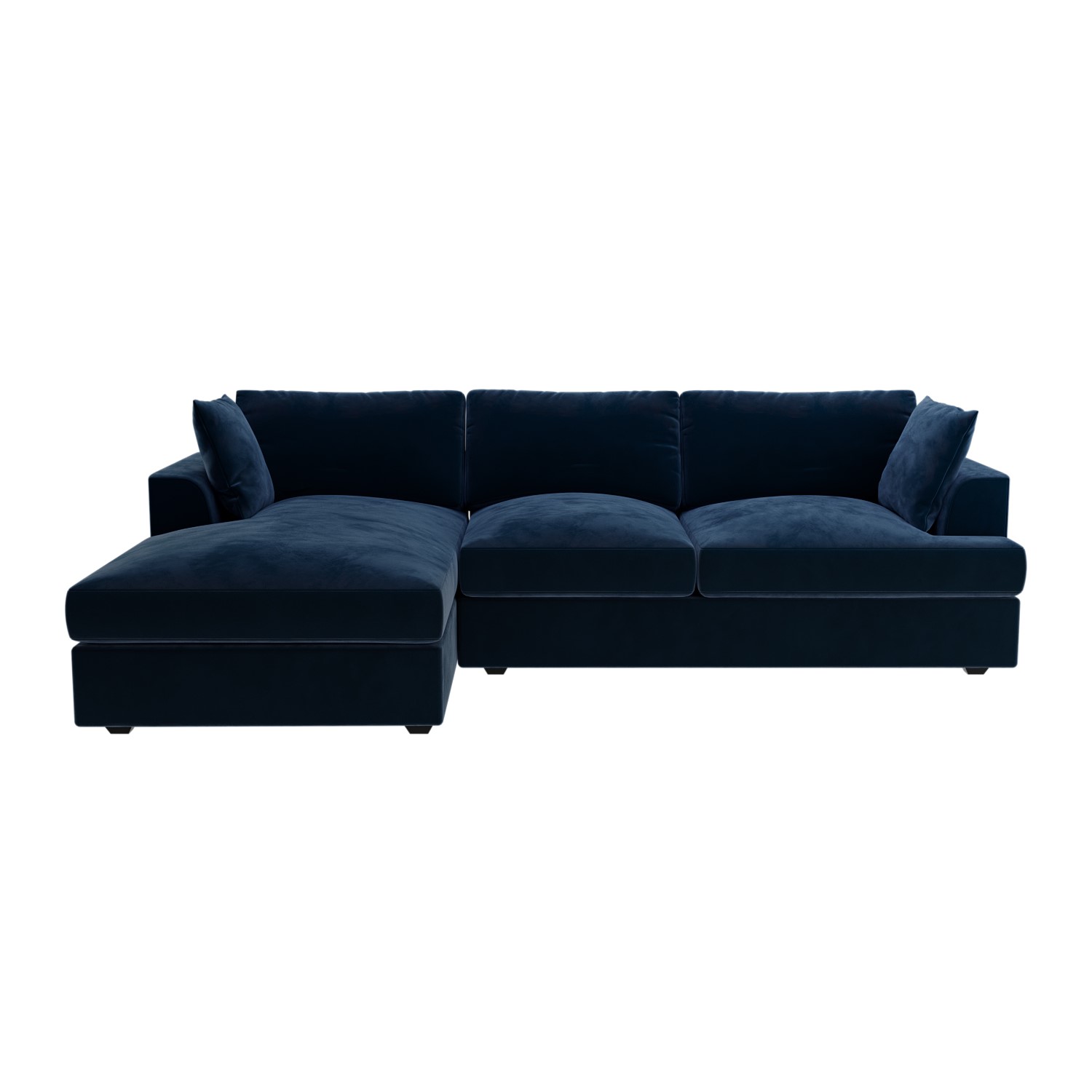 GRADE A1 - 3 Seater Left Hand Facing L Shaped Sofa in Navy Blue Velvet ...