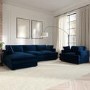 Navy Velvet Left Hand 4 Seater Corner Sofa - August