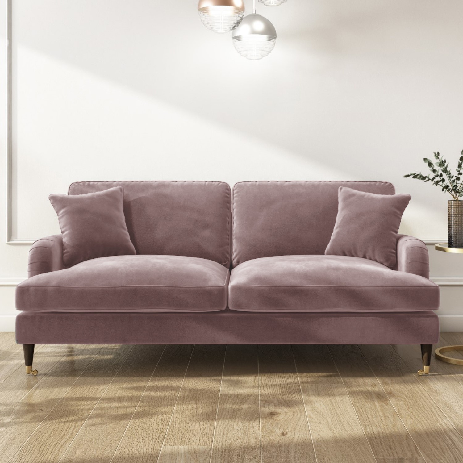 Read more about Pink velvet 3 seater sofa payton