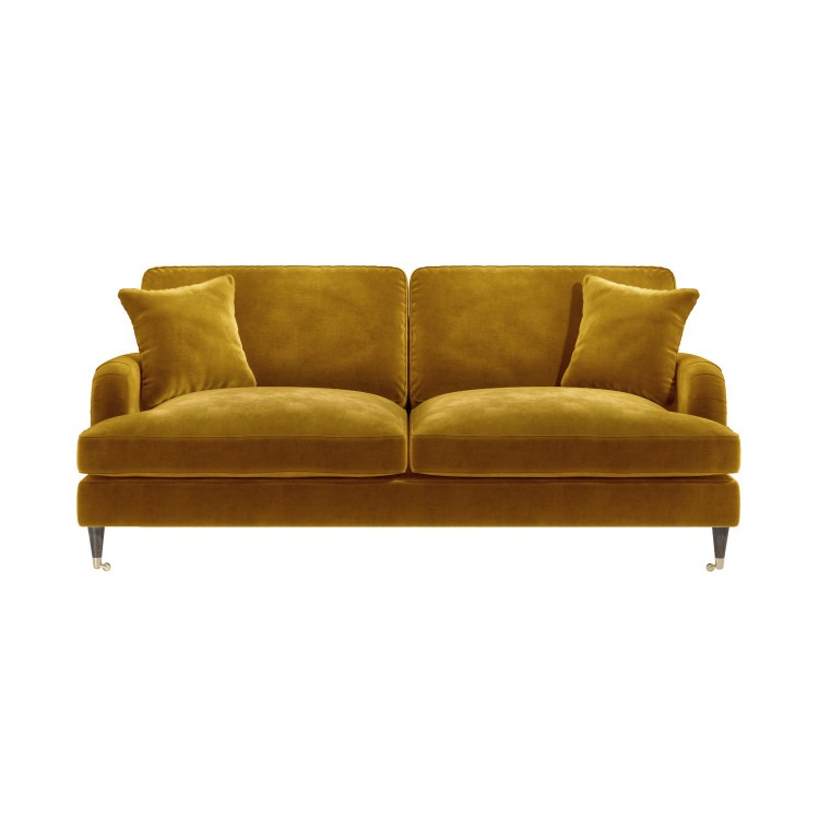 Mustard Velvet 3 Seater Sofa - Payton