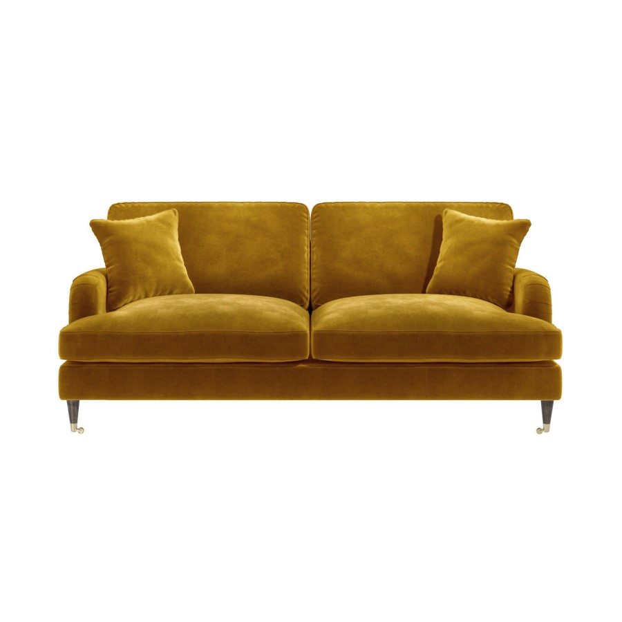 ALMOST PERFECT - Mustard Velvet 3 Seater Sofa - Payton