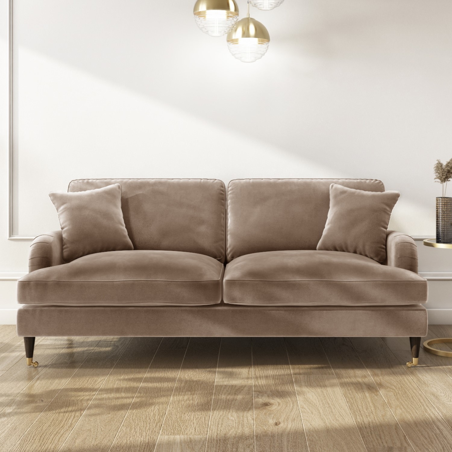 Read more about Beige velvet sofa seats 3 payton