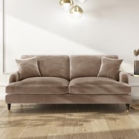 Beige Velvet 3 Seater Sofa - Payton