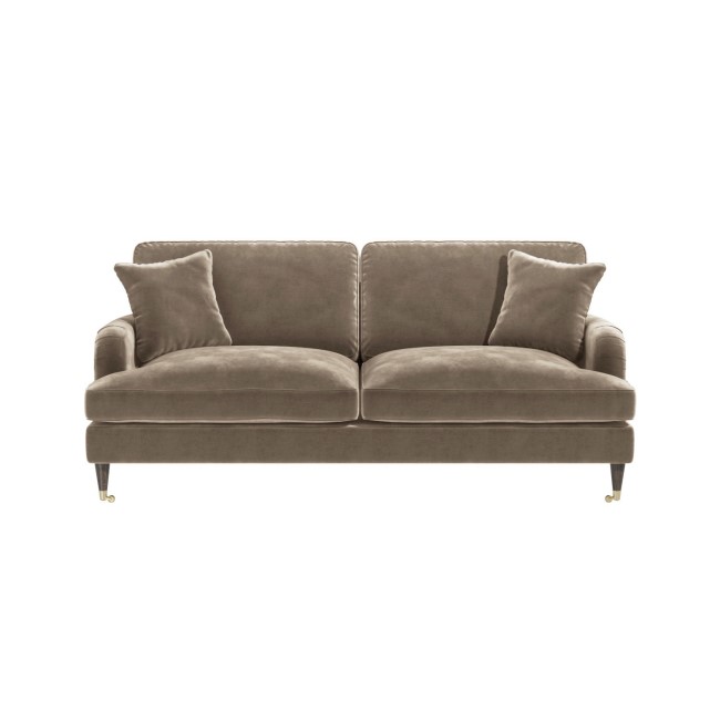 Beige Velvet 3 Seater Sofa - Payton