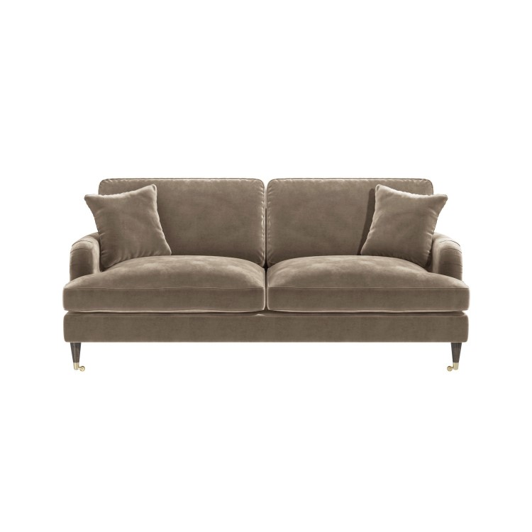 Beige Velvet 3 Seater Sofa - Payton