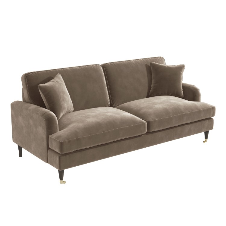 Beige Velvet 3 Seater Sofa - Payton